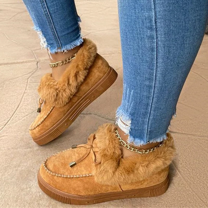 2022 Winter New Women's Cotton Winter Flat with Shallow Mouth Suede Warm Women's Cotton Shoes In Stock Multicolor Plus Size