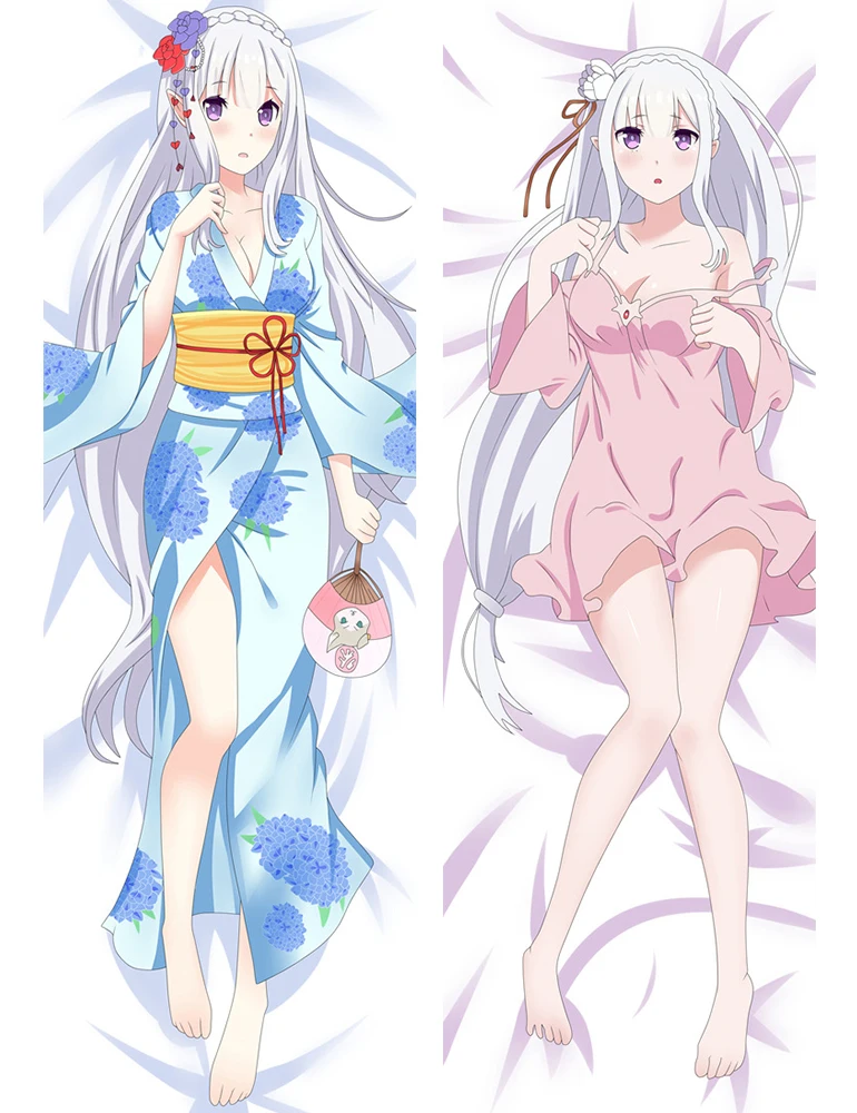 

150x50cm Otaku Custom Anime Girl Emilia Pillow Case Waifu Dakimakura Body Decorative Long Pillow Cover Soft Rectangular Cushion