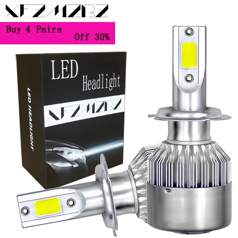 XFZMZBZ C6 светодиодный автомобильный светильник H7 H11 H1 H4 9005 9006 36w 6000k 3800Lm Led COB головной