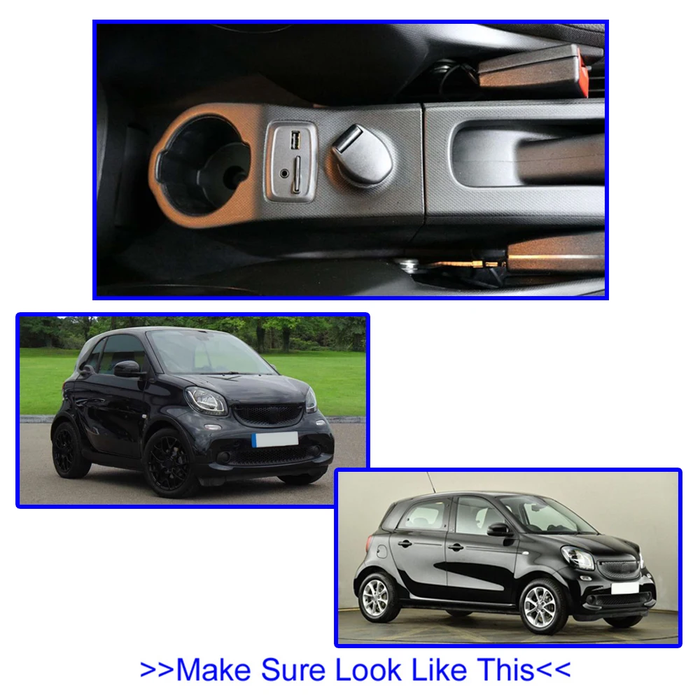 Подлокотник для Smart Fortwo Forfour- черный кожаный центр USB ящик для хранения модификации
