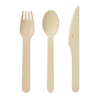

disposable wooden cutlery 150 pack -forks(50), knives(50) and spoons(50), perfect alternative for plastic P203 (150)