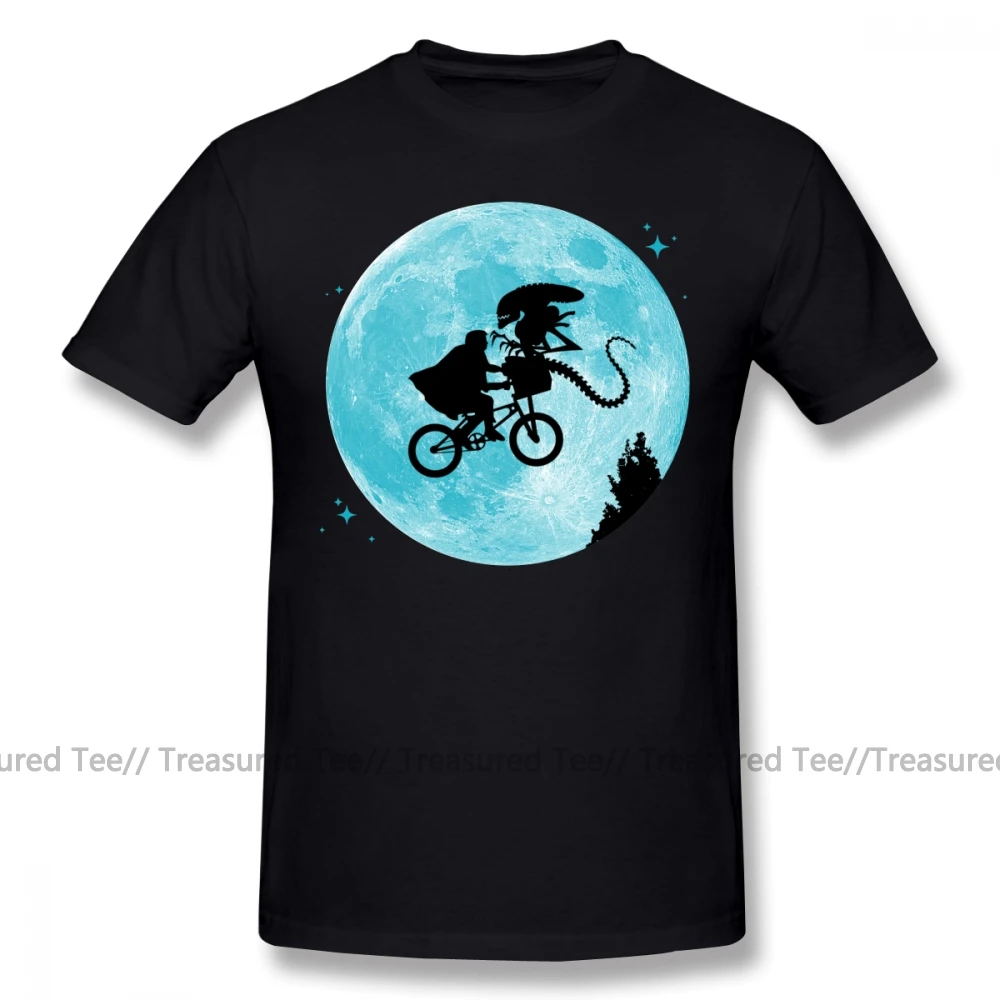 E.T футболка с принтом из мультфильма Vs футболка с пришельцами Классическая Мужская хлопковая футболка с короткими рукавами забавная графическая 6xl Повседневная футболка - Цвет: Black