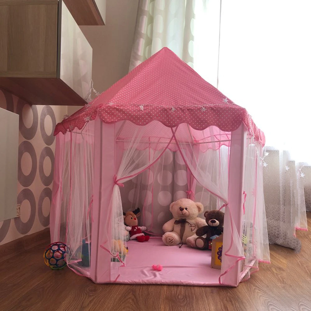 Розовая Принцесса типи палатка портативная детская палатка складные палатки в форме замка мальчики девочки Крытый Открытый Сад игровой домик Детская комната Декор