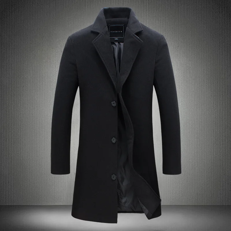 Men Solid Color Long Trench Coat Fashion Slim Single Breasted Warm Outerwear Plus Size 5XL Autumn Long Sleeve Casual Jacket Men Solid Color Long Trench Coat Fashion Slim Single Breasted Warm Outerwear Plus Size 5XL Autumn Long Sleeve Casual Jacket