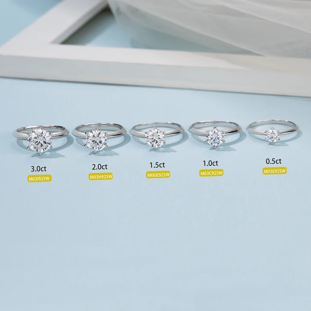 GEM'S BALLET 925 Sterling Silver Moissanite Ring 1ct 2ct 3ct Round Moissanite Diamond Solitaire Engagement Rings For Women 3