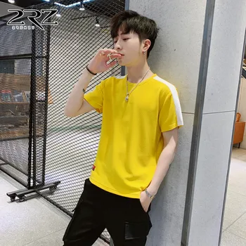 

ZHIJING Summer New Style Solid Color Men T-shirt Korean-style Trend Popular Brand Casual Short-sleeved Top Men's T-shirt TShirt
