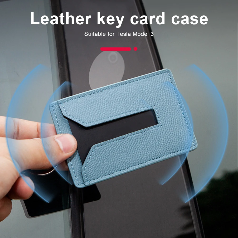 Car Key Card Holder for Tesla Model 3 Y Key Fob Case Metallic Keycard  Protector Frame with Genuine Leather Strap Film Cover 2021 - AliExpress