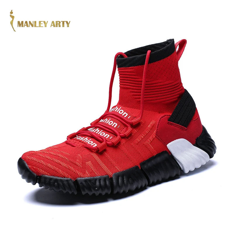 

Men Casual Shoes Autumn Men High-Top Sneakers 2020 New Fashion Trend Flying Knit Outdoor Non-Slip All-Match Work Men Shoes