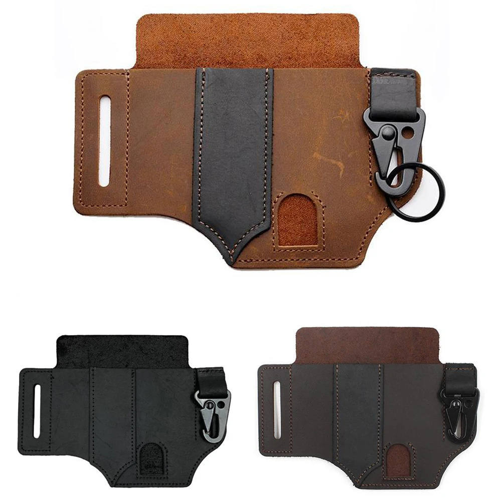 

Leather Sheath Multitool Leather Pocket Organizer Flashlight Pouch With Pen Holder Key Fob Black Leather Bag For Leatherman Men