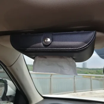 

Car Leather Hanging Tissue Boxes Sun Visor Type Napkin Storage Container Paper Towel Case Pumping Tray Household Organization