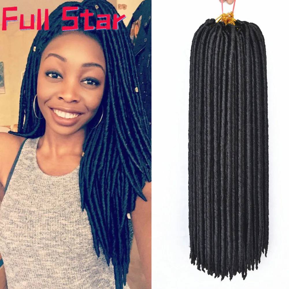 

Full Star Synthetic Braiding Hair Extensions Dreadlocks 18inch Black Brown Color Soft Straight Faux Locs Crochet Braids