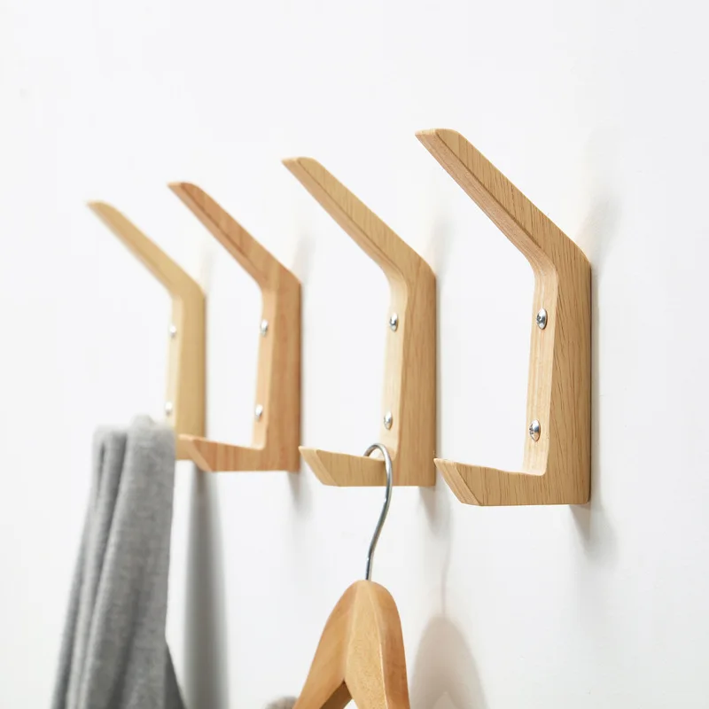 

Simple Rubber Wooden Coat Hook Wall Decoration Hanging Household Clothes Hook Japanese Style