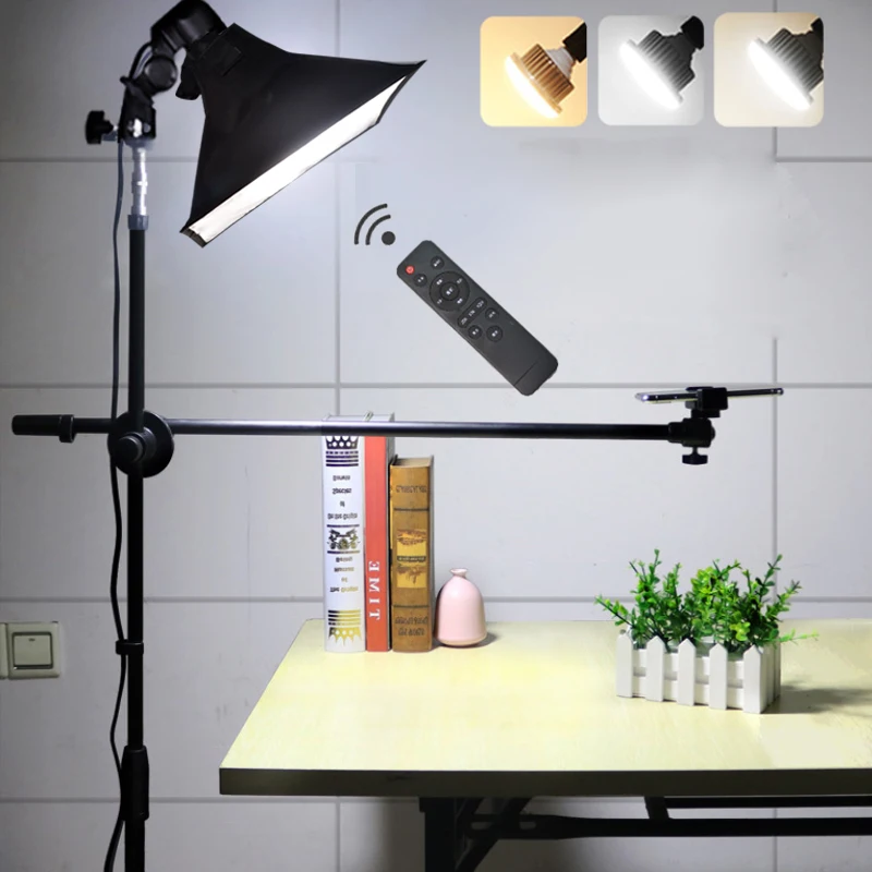  Photography Phone LED Lamp+Bracket Stand Boom Arm Reflector Softbox Continuous Lighting Kits For Ph