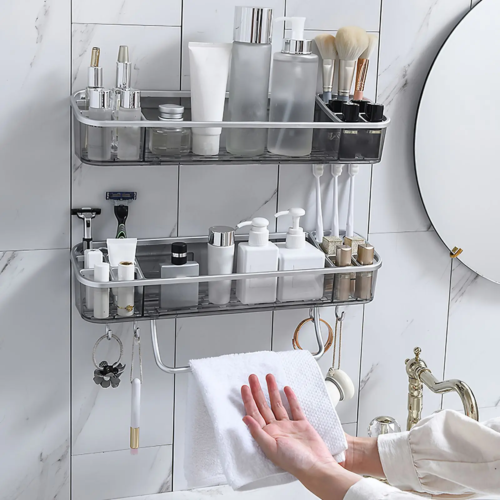 Полотенца вешалка перфорация товарная полка косметический Многофункциональный