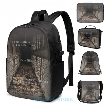 

Funny Graphic print Silent Hill 2 - Restless Dreams USB Charge Backpack men School bags Women bag Travel laptop bag