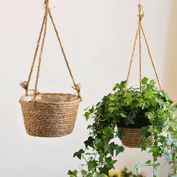 

Jute Rope Hanging Planter Plant Baskets Handmade Plant Hanger Flowerpot Holder Hanging Flowerpot Vintage Macrame Plant Home Deco