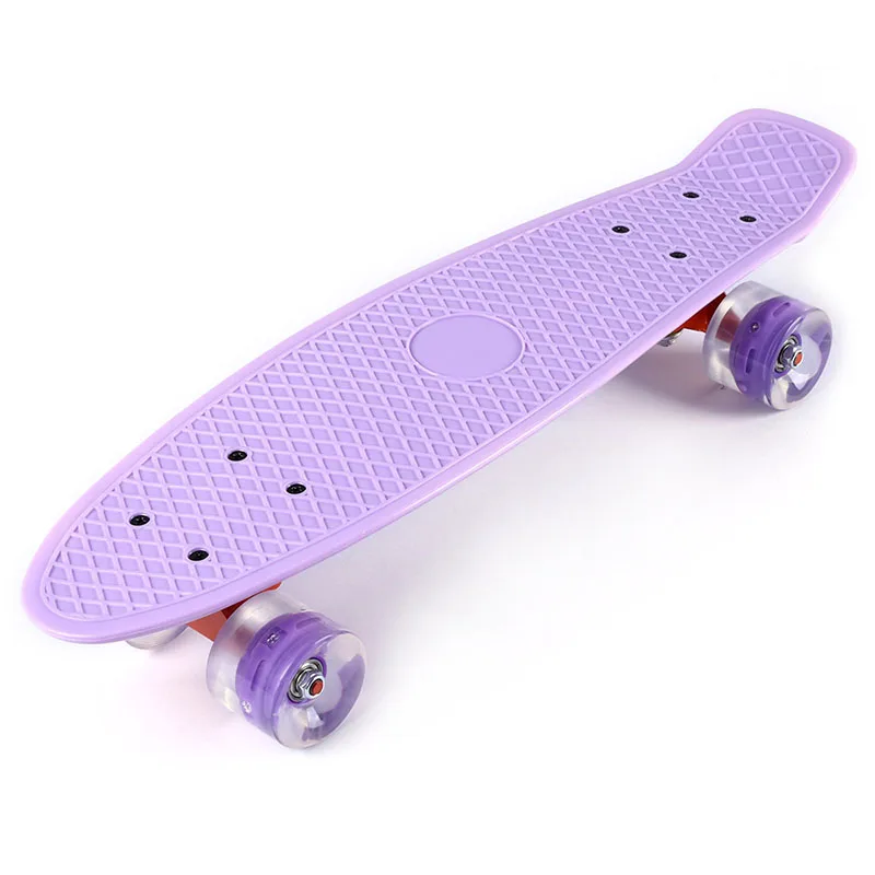 Skateboard Skate Board 22 Inches Cruiser Four-wheel Banana Style Plastic Board Deck Aluminum Bracket with LED Flashing Wheels