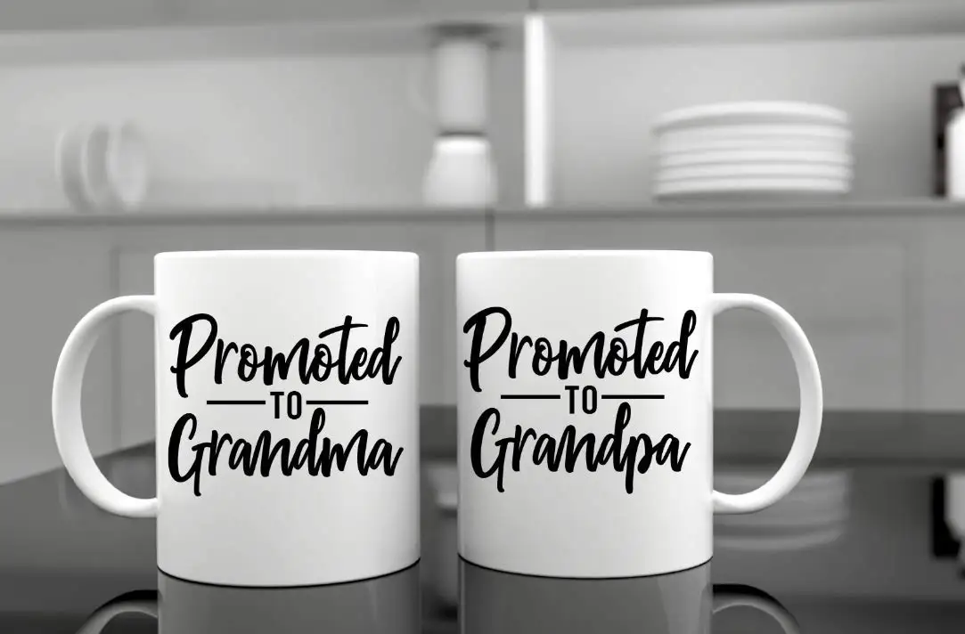 

Grandparents Coffee Mugs - Grandma To Be & Grandpa 11 oz Mugs - Great Pregnancy Reveal Idea For Your Baby Announcement