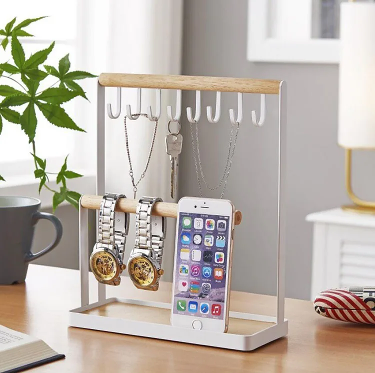 

Creative Jewelry Storage Rack Tabletop Stand for Watch Jewelry Accessoris Display Storage Organizer With Hooks