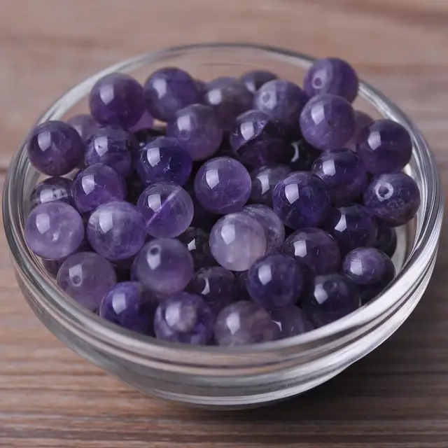 Round 4mm 6mm 8mm 10mm 12mm Natural Stone Rock Loose Spacer Beads lot for Bracelet Jewelry Making Findings DIY Crafts Amethyst
