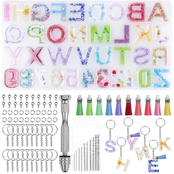 

Letter Number Resin Mold Key Buckle with Key Buckle Fringes and Pin Head Ornaments,Used to Make Key Chain /House Number
