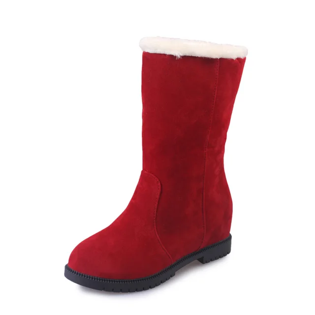 Женские сапоги до середины икры; зимняя обувь; теплые хлопковые зимние сапоги; женские замшевые сапоги; Botas Mujer; модные зимние сапоги для женщин; обувь - Цвет: Красный