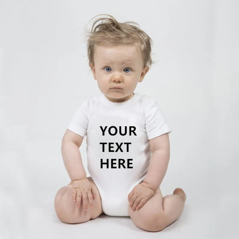 YOUR TEXT HERE Baby Romper Customize Newborn Baby Boy Girl Onesie Cotton Short Sleeve Infant Baby Clothes 3
