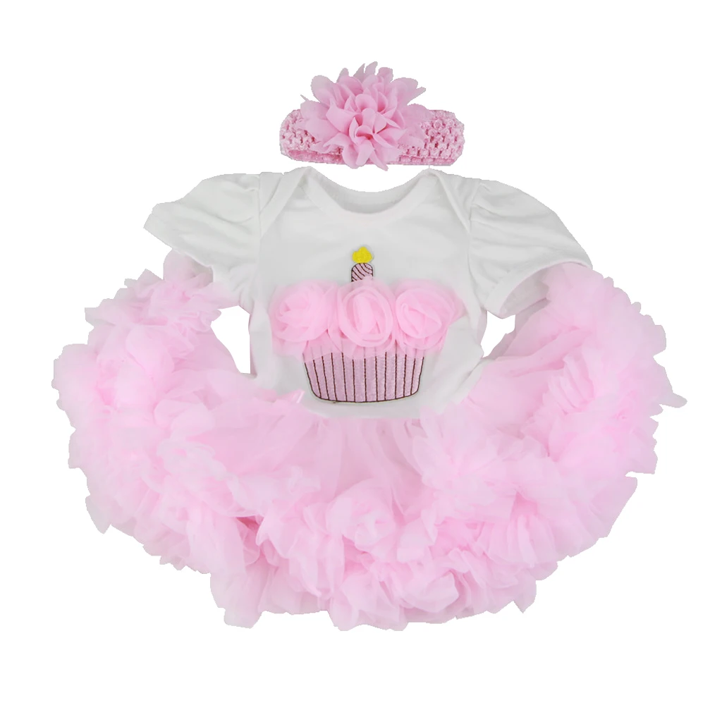 Cake Pattern Romper Tiered Skirt Clothes For 22-23inch Reborn Baby Girl Doll