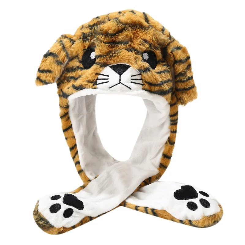 

Tiger Leopard Hat Korean Version Moving Ears New Plush Warm Hat Fashion Hat In Autumn and Winter