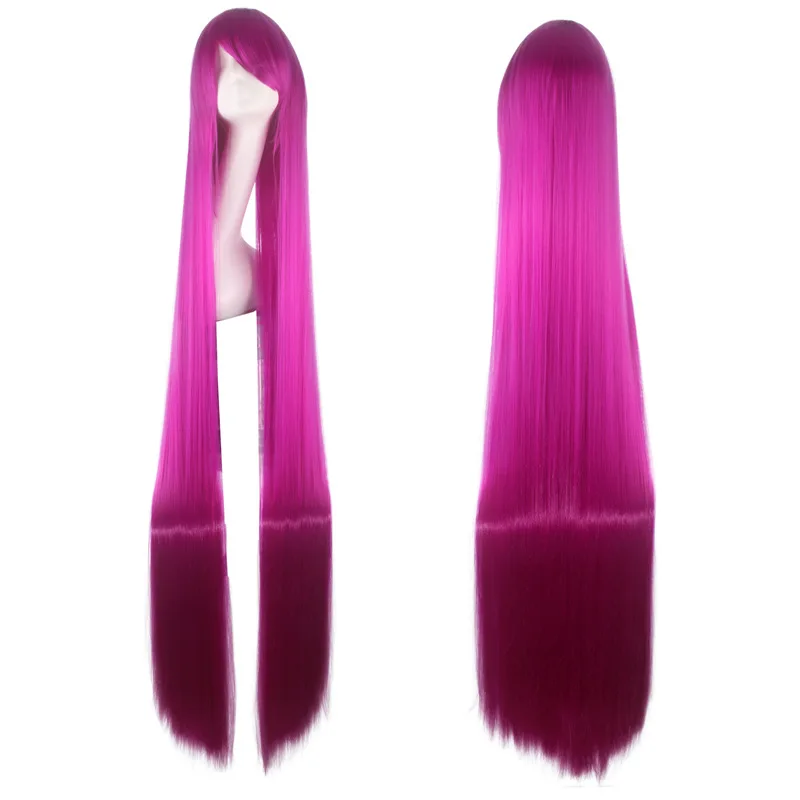 150CM 59'' rose red Long Straight Wig with bangs women Synthetic Hair Heat Resistant Fiber Halloween party Carnival cosplay Wigs |