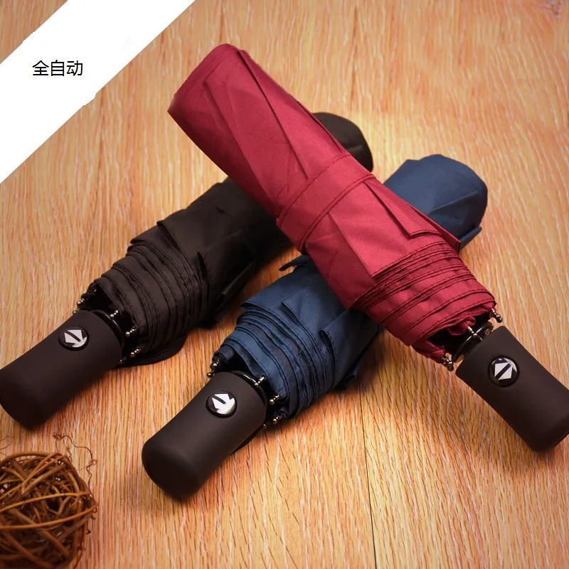 

Business Self-opening Umbrella 8k Men Three Fold Solid Color Creative Umbrella