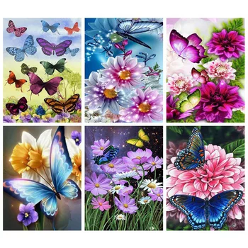 

Huacan Diamond Painting Kit Butterfly Mosaic Animal Living Room Wall Decoration Embroidery Flower Wall Stickers