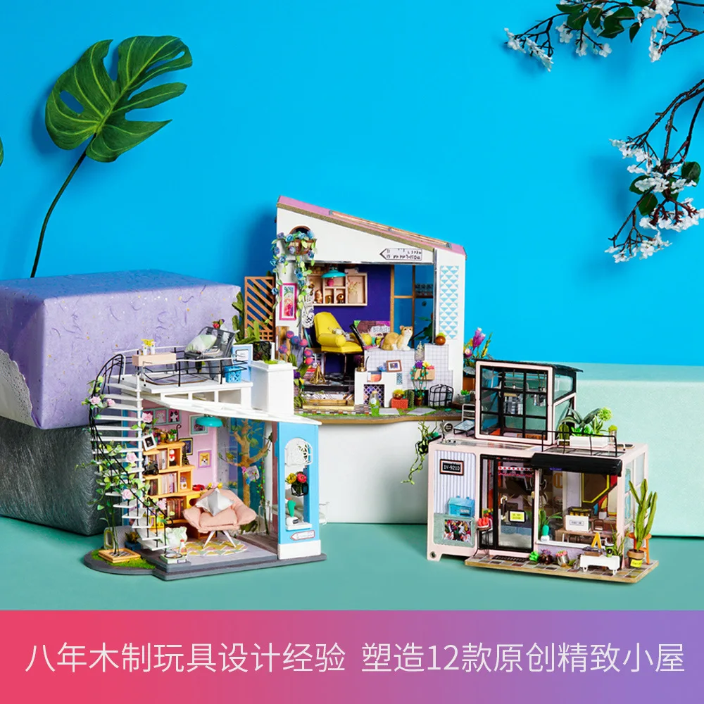 

Robotime If to High Quality 3D Jigsaw Wood DIY Hut J Architecture Model Creative Birthday Gift