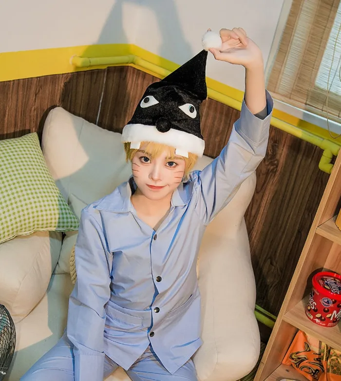 Uzumaki Na ruto Anime Cosplay Cap Black Fleece Sleeping Hat cosplay hat cosplay prop accessories