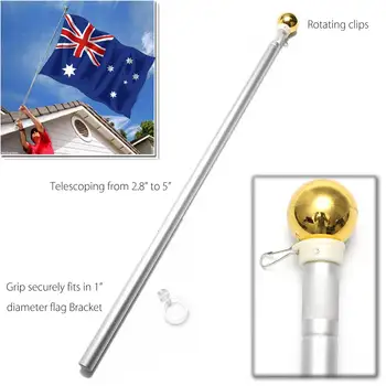 

Portable Adjustable Rotating Clip and Telescopic Flag Poles Extendable Aluminum Flags Pole Telescoping Handheld Flagpole Bracket