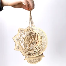 3 шт. маленький орнамент Eid Mubarak прочный домашний кулон подарок Рамадан аксессуары деревянные подвесные украшения для вечеринки фестиваль