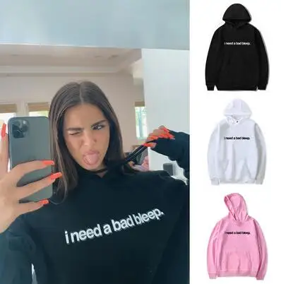 2020 New Addison Rae I Need A Bad Bleep 2D Print Internet Celebrity Hooded Sweatshirt Women/Men Clothes Casual Hoodie Sweatshirt 2020 New Addison Rae I Need A Bad Bleep 2D Print Internet Celebrity Hooded Sweatshirt Women/Men Clothes Casual Hoodie Sweatshirt