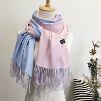 

2020 new winter women scarf fashion solid double-side soft cashmere scarves shawl and wraps bandana female foulard Tassel