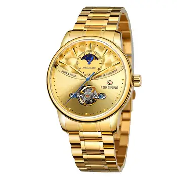 

China Manufacturer Forsining Factory Luxury Watch Mechanical Automatic Moon Phase Water Resistant Men Tourbillon Wristwatch