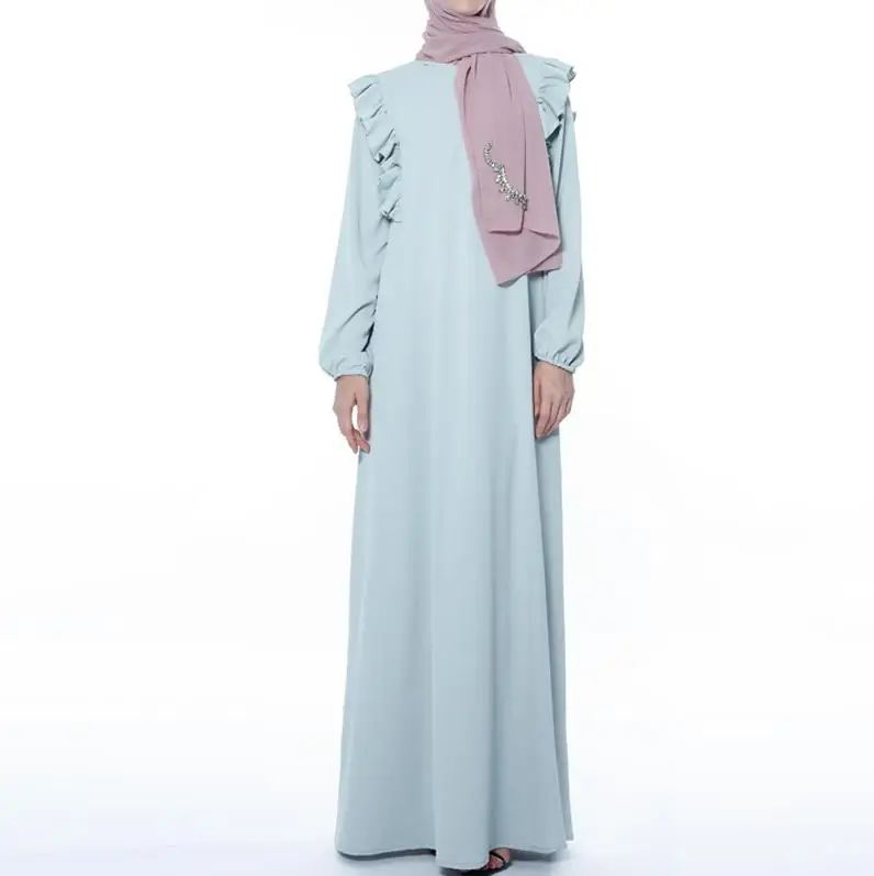 Mint green dress Турецкая абайа женская одежда мусульманское платье халат кафтаны одежда из Дубая Восточный халат из марокена мусульманские платья молитвенная одежда Moslim Jurk - Цвет: Mint green dress