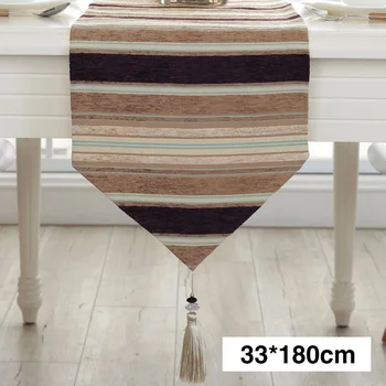 

Colorful Stripes Banquet Desktop Table Runner With Tassels Polyester Modern Dustproof Hotel Wedding Party Easy Clean Home Decor
