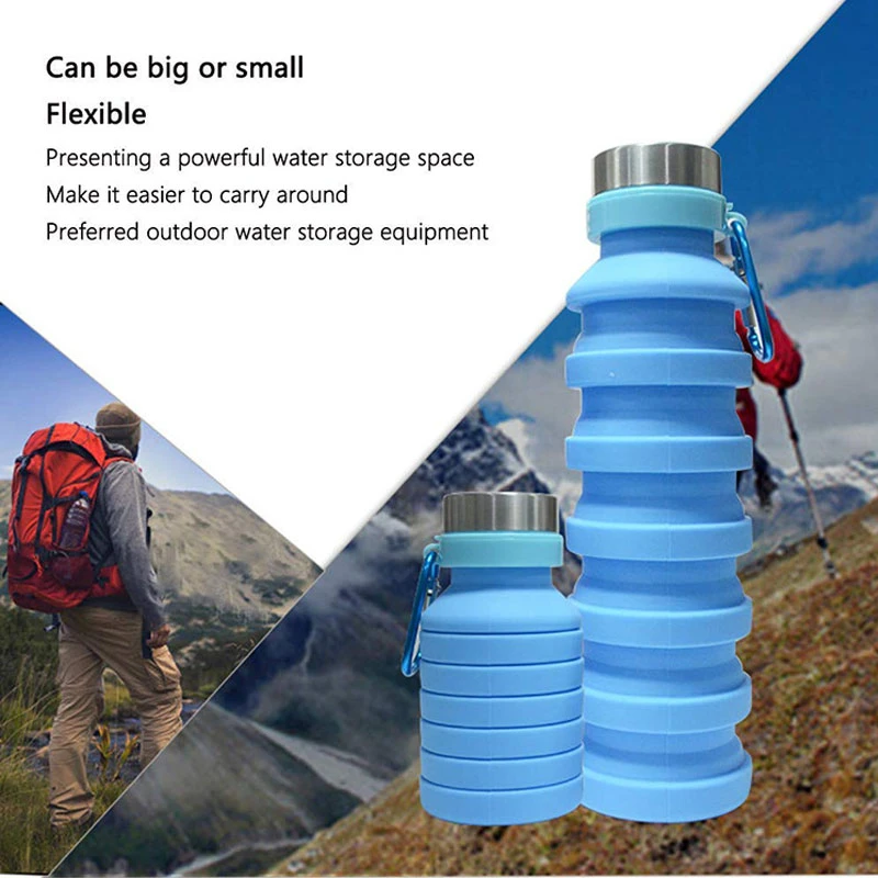 Открытый Складная бутылка воды вересковый силиконовые спортивные Waterbottle 250 550 мл