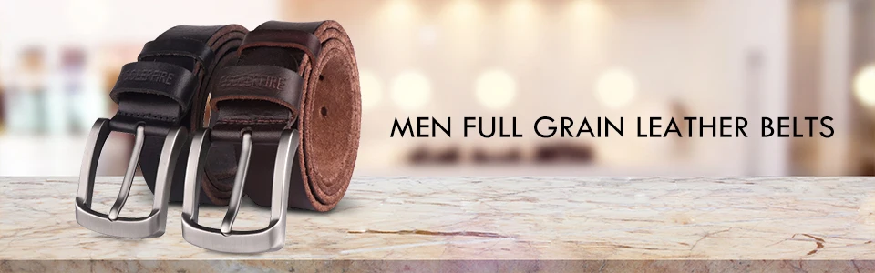 Rising ON Fashion Men Belts Leather Top Cowskin Wide Strap Male Wedding Pin Buckle Rotate Jeans