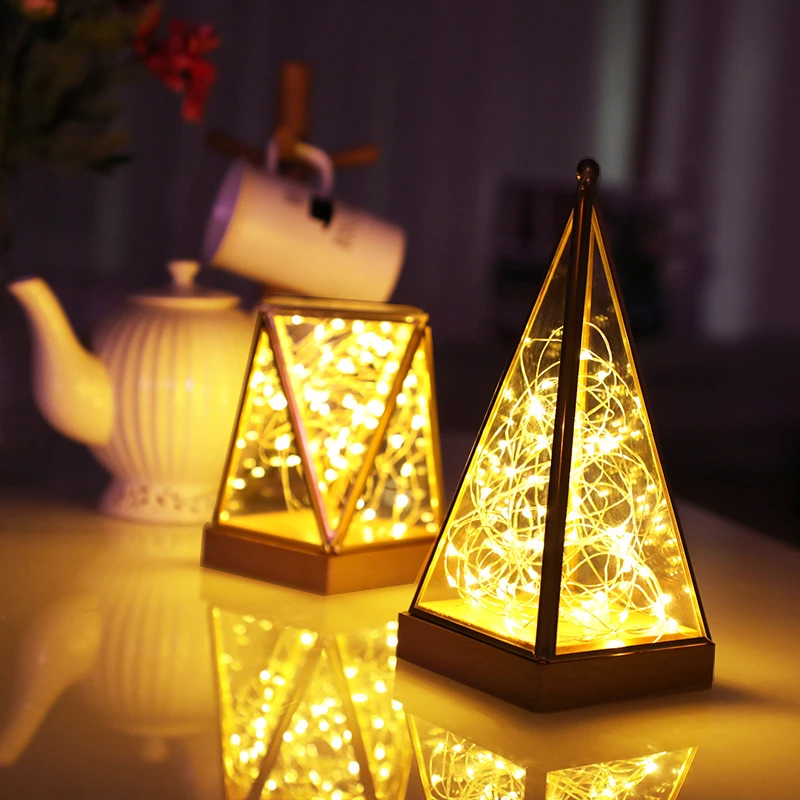LED String Licht Piramide Geometrische Desktop Decoratieve Verlichting Vakantie Kerst Slaapkamer speelgoed Lamp|LED Nacht Verlichting| - AliExpress