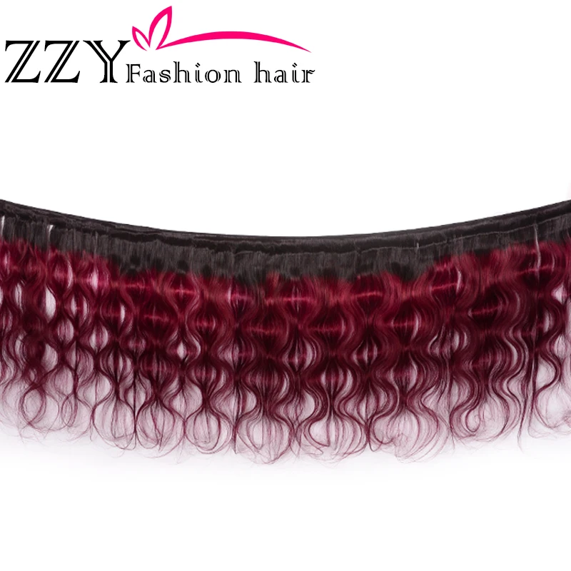 ZZY Fashion волосы Омбре перуанские волосы плетение объемная волна 3 пряди 1b 99J бордовый натуральные кудрявые пучки волос M не-remy наращивание волос