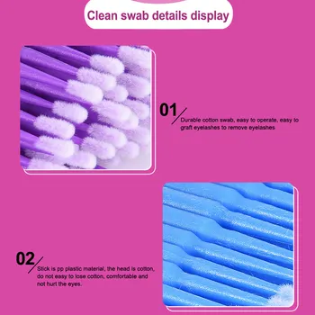 

New Hot 100Pcs Disposable Eyelash Extension Micro Brush Eyes Makeup Cleaning Stick Mini Brushes SMR88