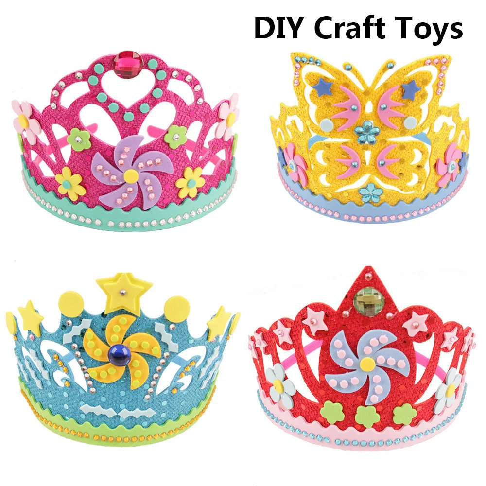 EVA Foam Paper sequins Crown Creative Flowers Stars Patterns Kindergarten Art Children DIY Craft Toys Party Decorations Gift | Игрушки и