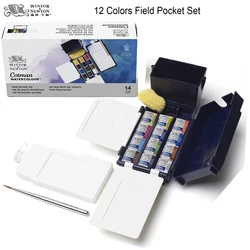 Winsor & Newton Field – boîte de 12 couleurs, demi casseroles, peintures à l'eau, pigments aquarelle 