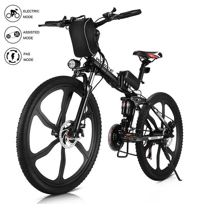 26inch Electric Mountain Bike 21 Speeds Shifter Adult Folding E-Bike Disc Brake Lithium Battery 36V/8Ah 350W 3