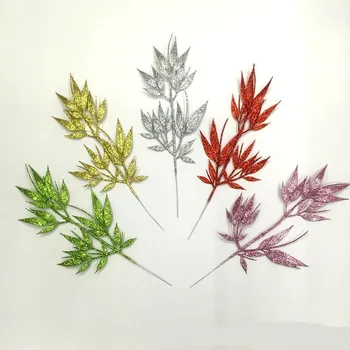 

10Pcs Glitter Sparkle Leaves Garland Artificial Xmas Tree Decor Christmas Party CLL9342